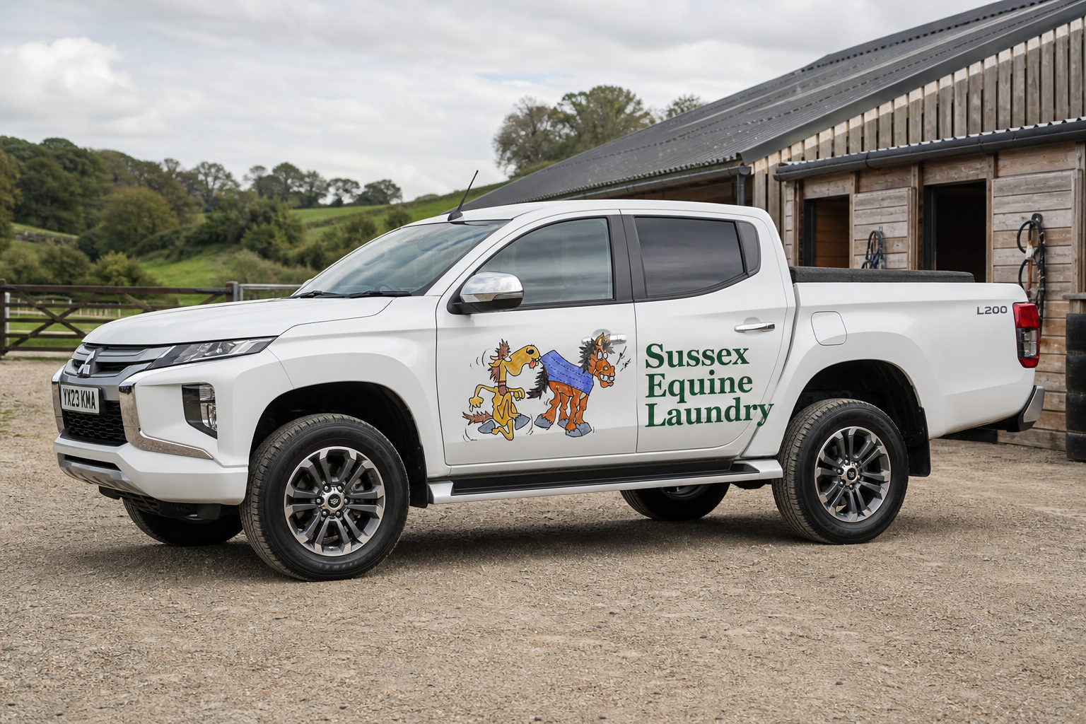 Sussex Equine Laundry collecting horse rugs from a local stable yard in East Sussex